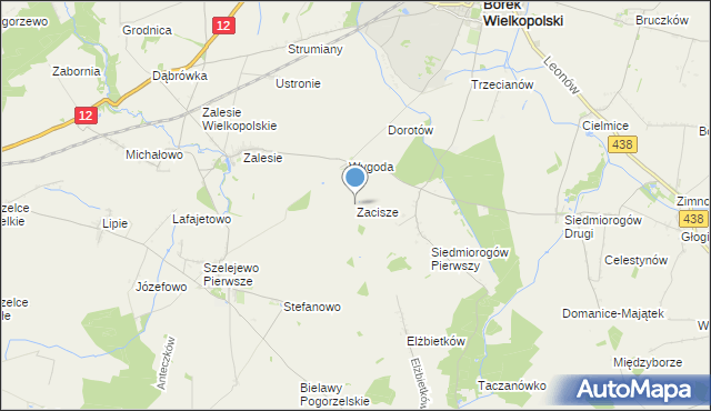mapa Zacisze, Zacisze gmina Borek Wielkopolski na mapie Targeo